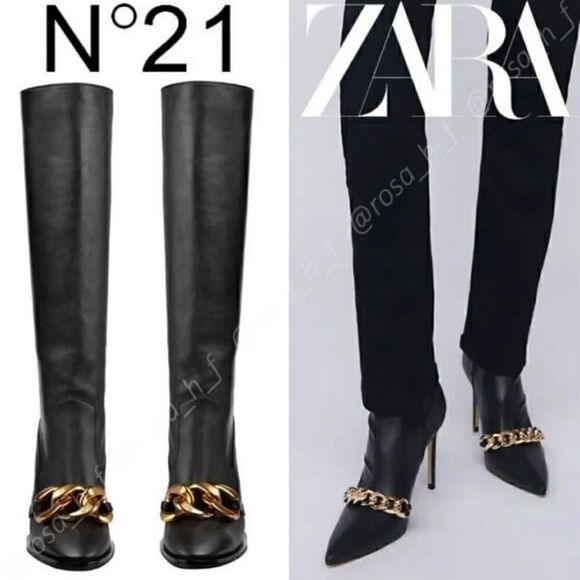 ZARA CHAIN HIGH HEEL ANKLE BOOTS - Picture 10 of 15